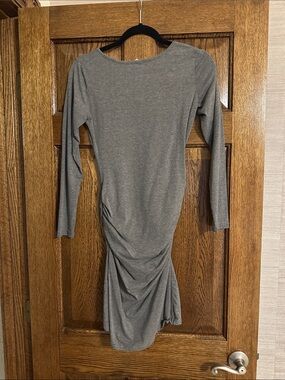 Gray Long-Sleeve Ruched Women’s Dress